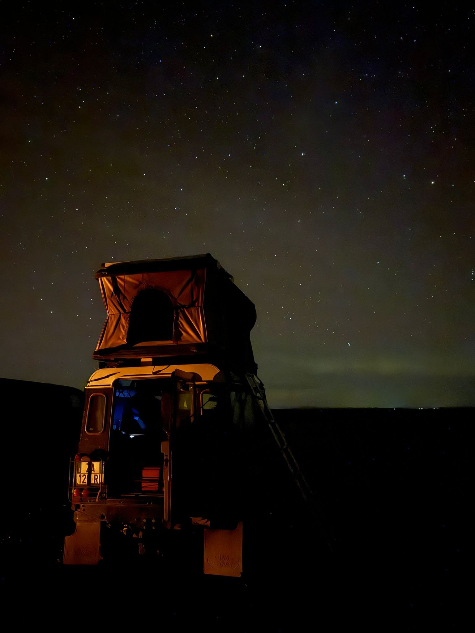 Starry night sky over the Sahara desert camp